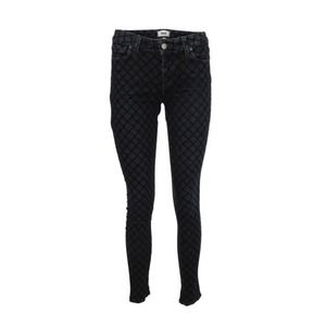 Paige Flocked Velour Textured Blue Verdugo Ultra Skinny Jeans